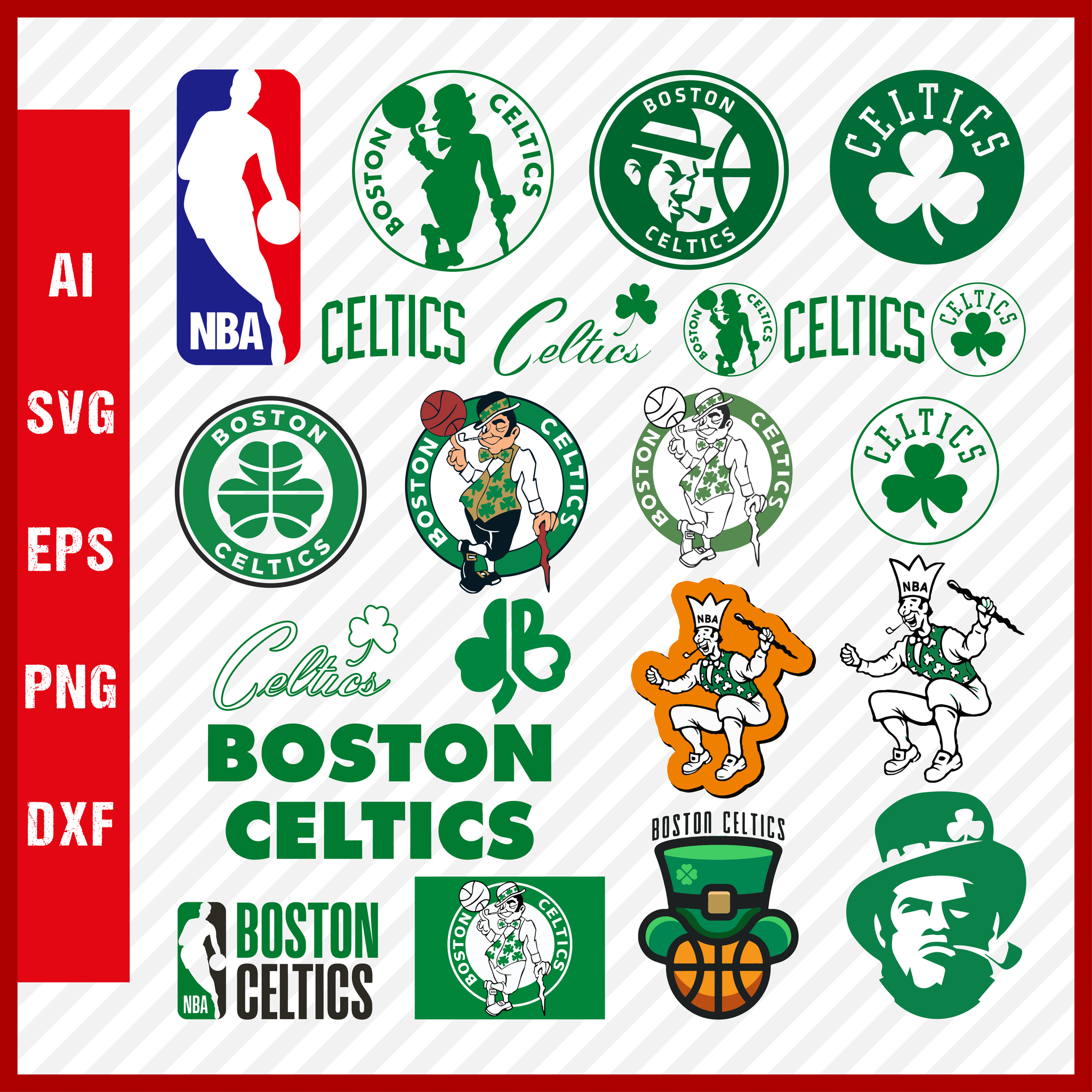 Boston Celtics NBA Svg Cut Files Basketball Clipart Bundle