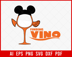 Mickey Mouse Wine Finding Vino SVG Cut File for Cricut and Silhouette Digital Download