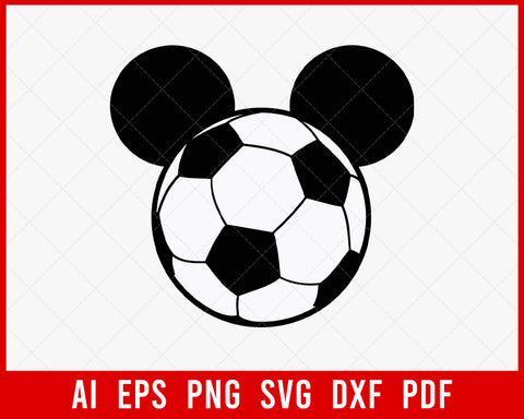 Mickey Mouse Ears Outline with Football Disney SVG Cut File for Cricut and Silhouette Digital Download