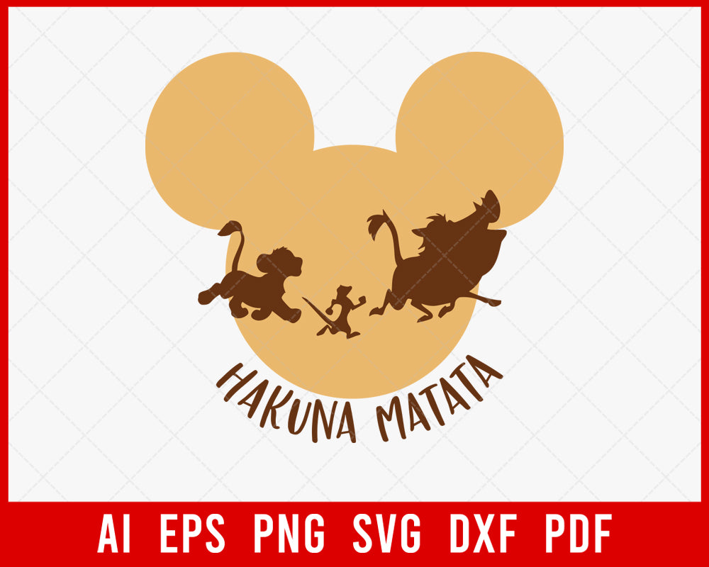 Mickey Mouse Hakuna Matata the Lion King Disney SVG Cut File for Cricut and Silhouette Digital Download