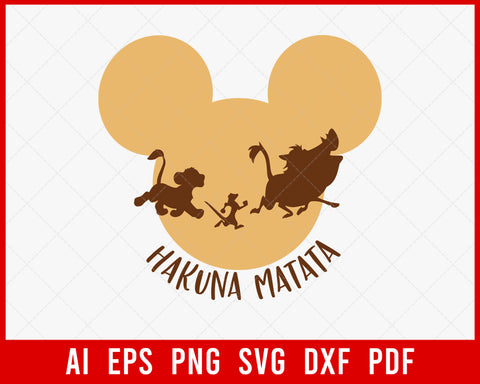 Mickey Mouse Hakuna Matata the Lion King Disney SVG Cut File for Cricut and Silhouette Digital Download
