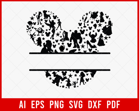 Mickey Mouse Disney World Monogram SVG Cut File for Cricut and Silhouette