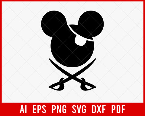Mickey Pirate Patch Separate Disney SVG Cut File for Cricut and Silhouette Digital Download