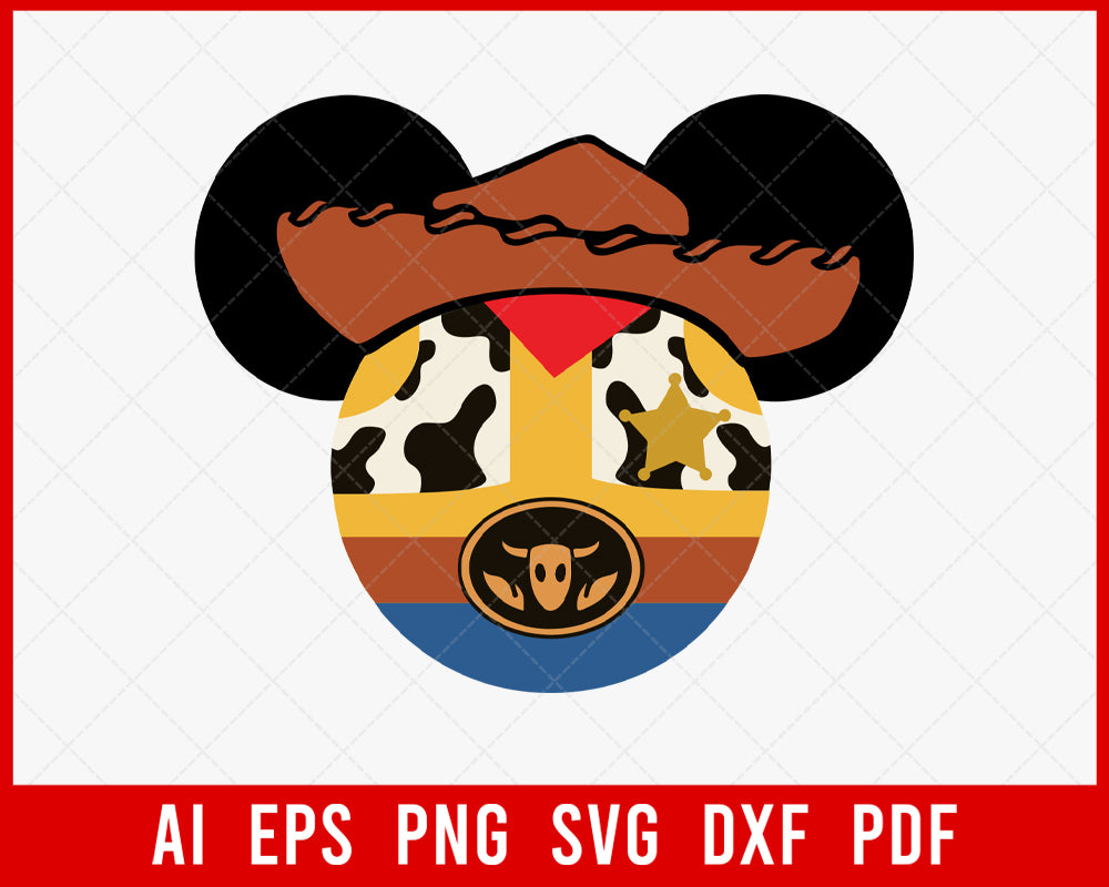 Sheriff Woody Toy Story Mickey Mouse Outline Disney SVG Cut File for Cricut and Silhouette Digital Download