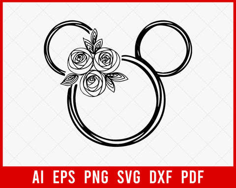 Disney Minnie Mouse Floral Pattern SVG Cut File for Cricut and Silhouette Digital Download