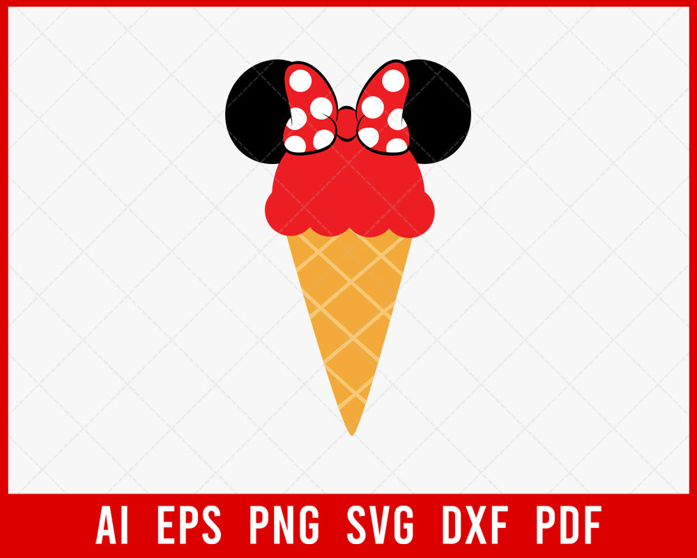Minnie Mouse with Ice Cream Disney SVG Cut File for Cricut and Silhouette Digital Download