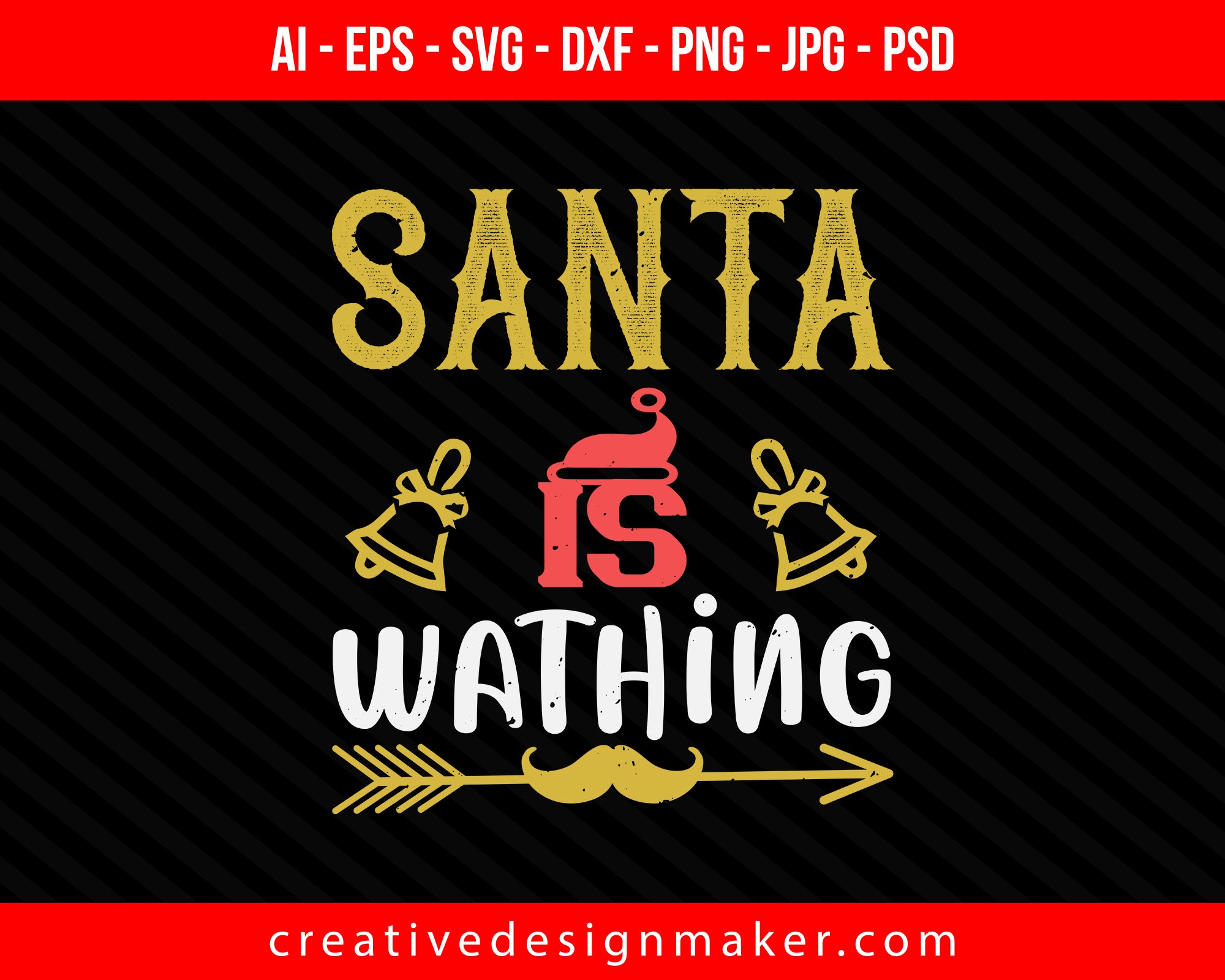 santa is a wathing Christmas Print Ready Editable T-Shirt SVG Design!