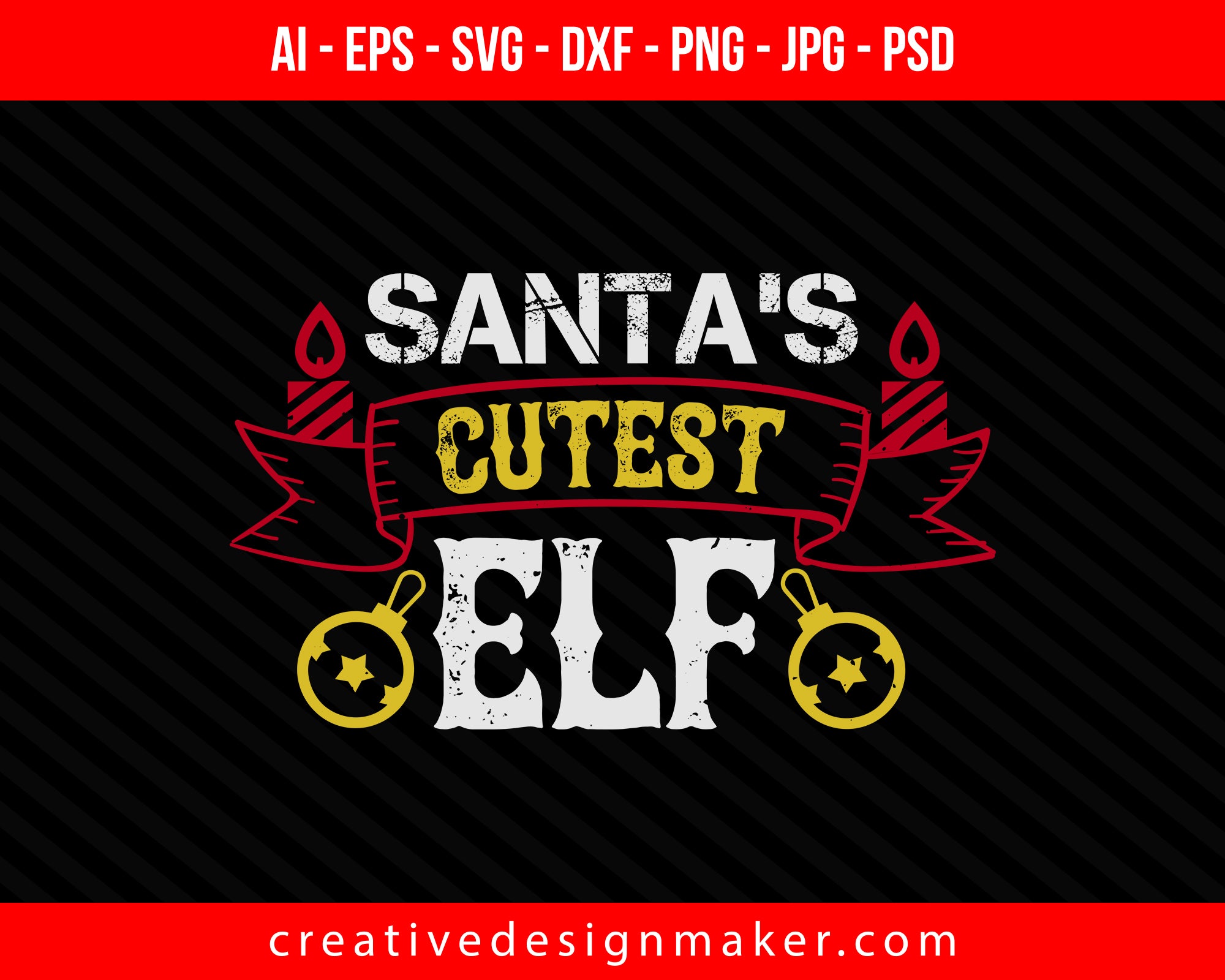 Santa’s cutest elf Christmas Print Ready Editable T-Shirt SVG Design!