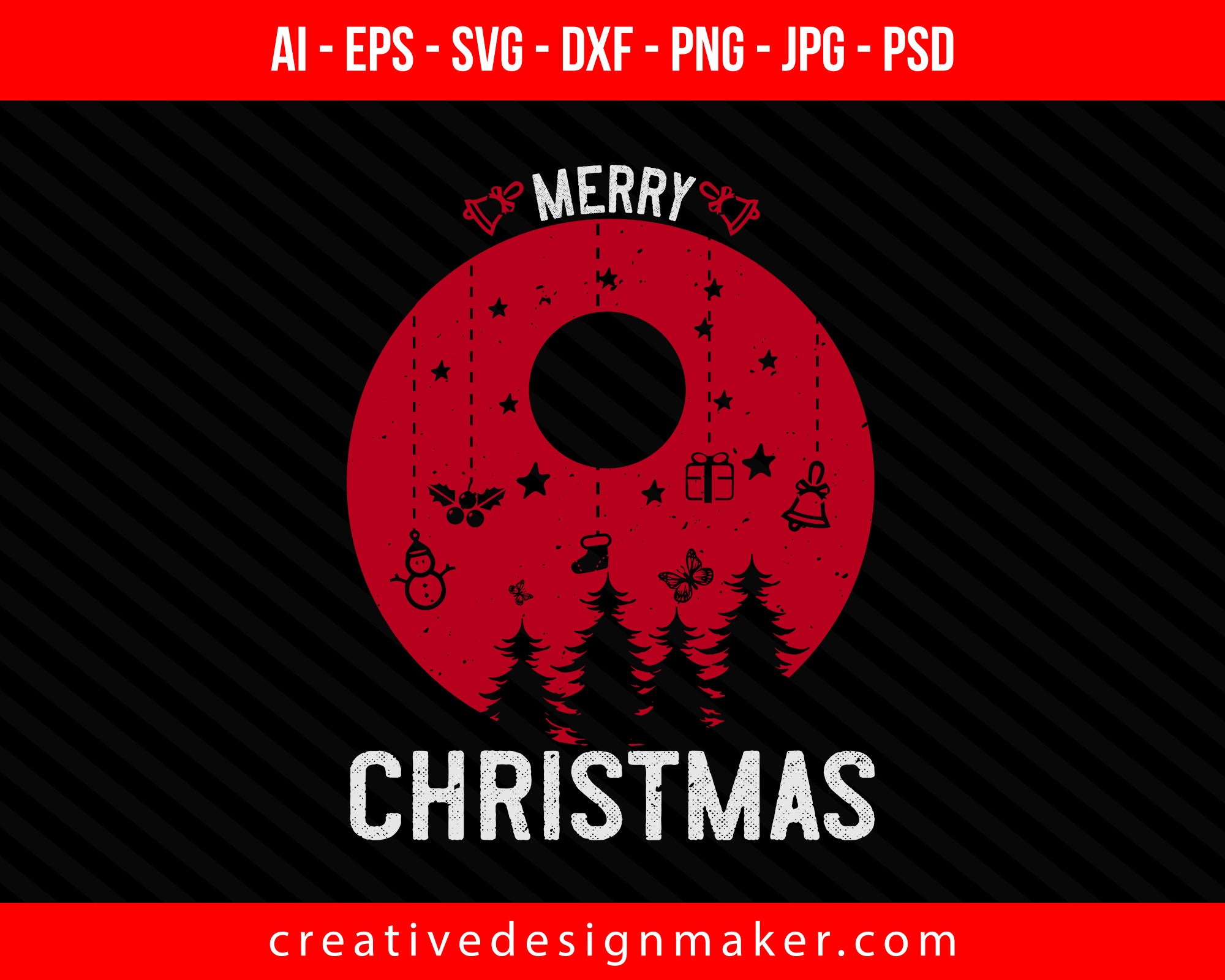 Merry Christmas Print Ready Editable T-Shirt SVG Design!