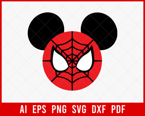 Spiderman Mickey Mouse Outline Disney SVG Cut File for Cricut and Silhouette Digital Download
