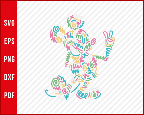 Mickey Mouse Lined Peace Disney svg