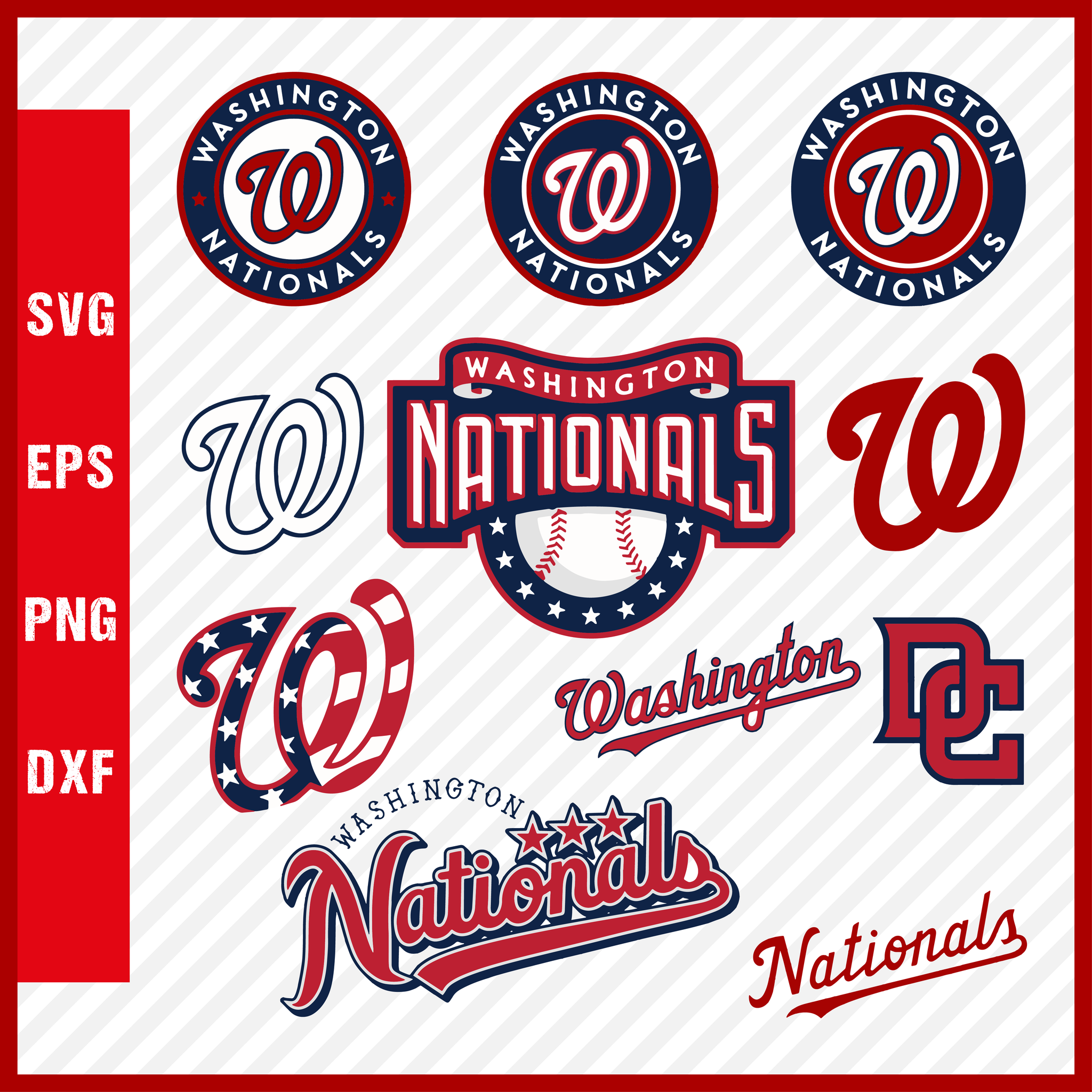 Washington Nationals MLB Svg Cut Files Baseball Clipart Bundle