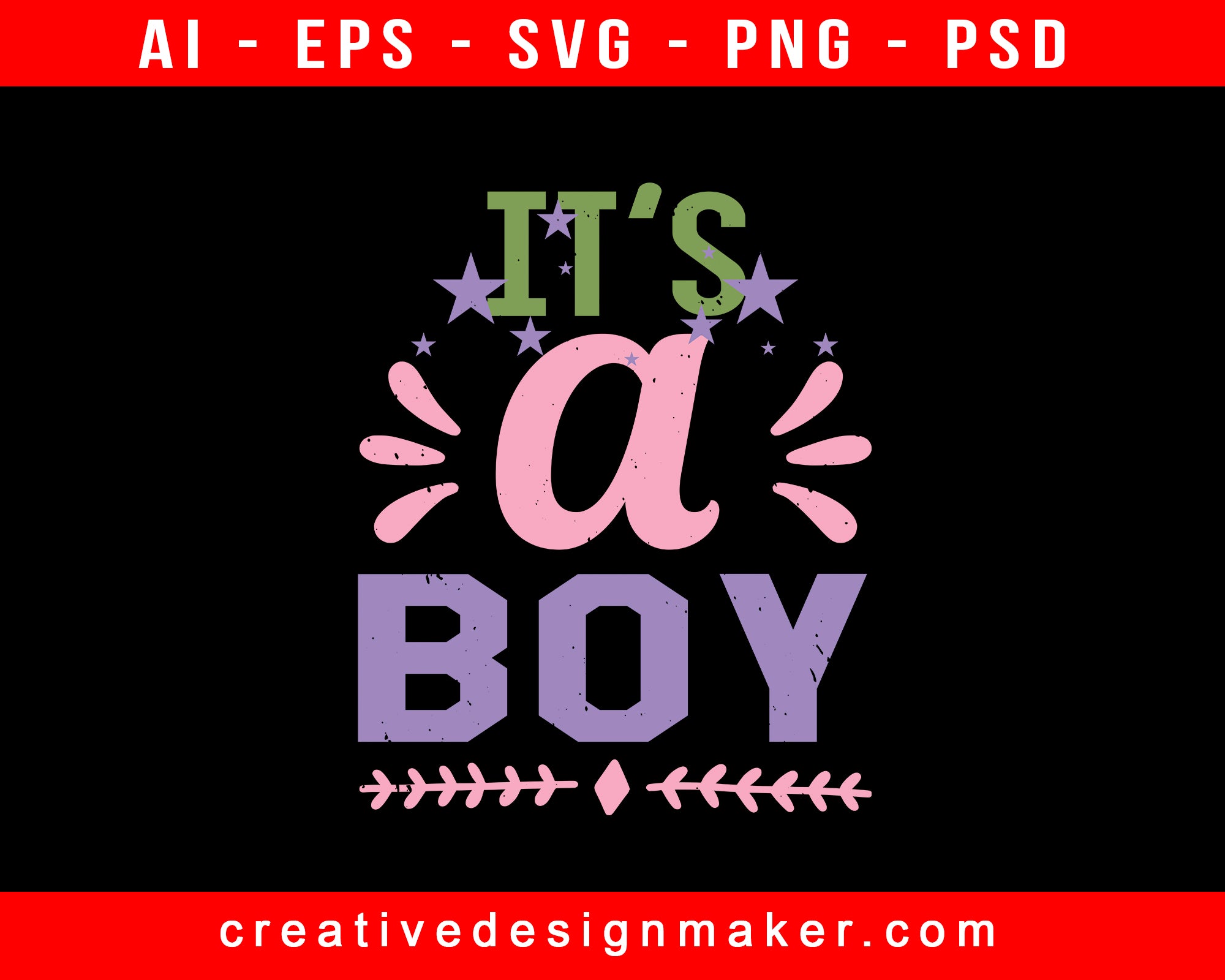 It's A Boy Baby Shower Print Ready Editable T-Shirt SVG Design!