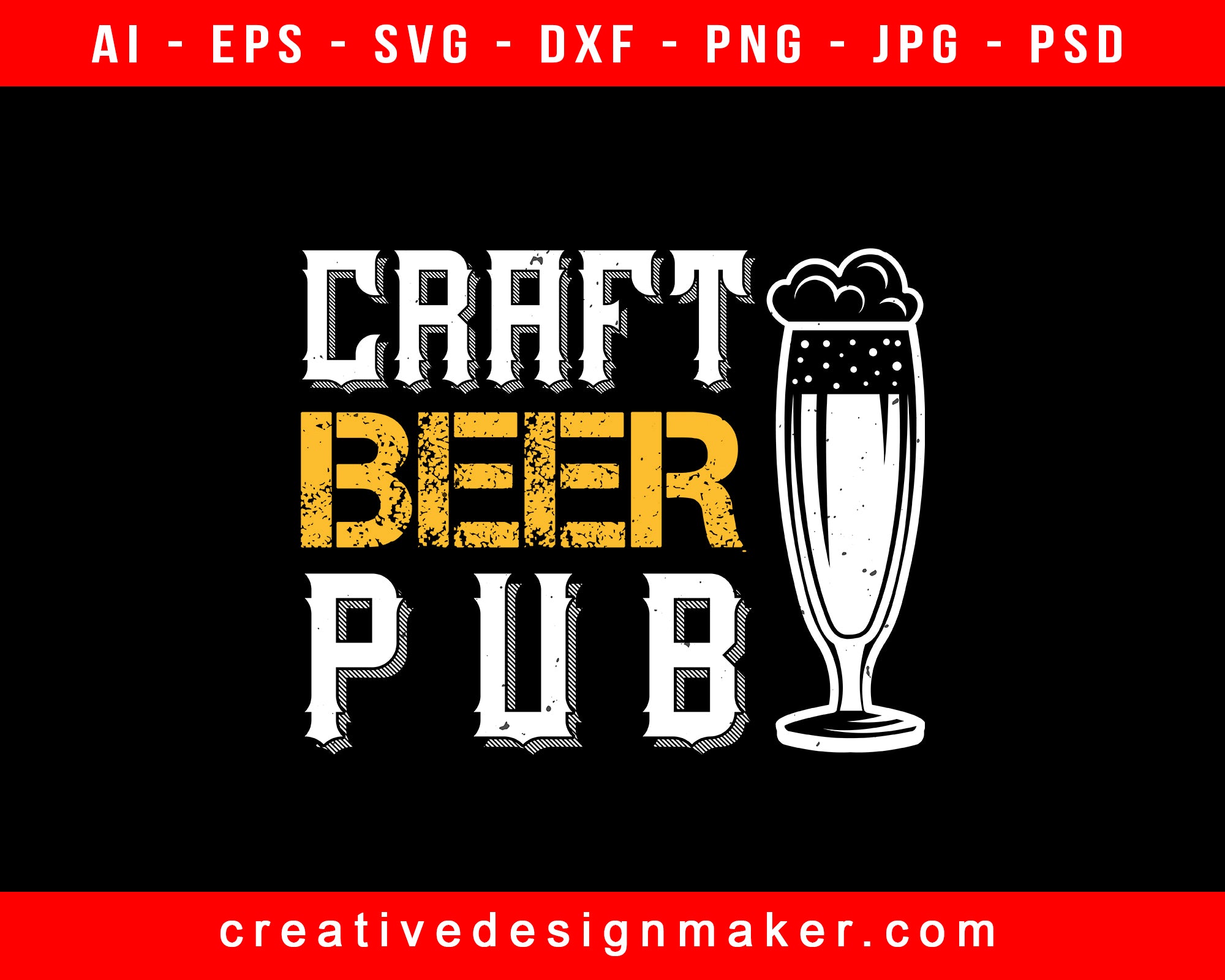 Craft Beer Pub Print Ready Editable T-Shirt SVG Design!