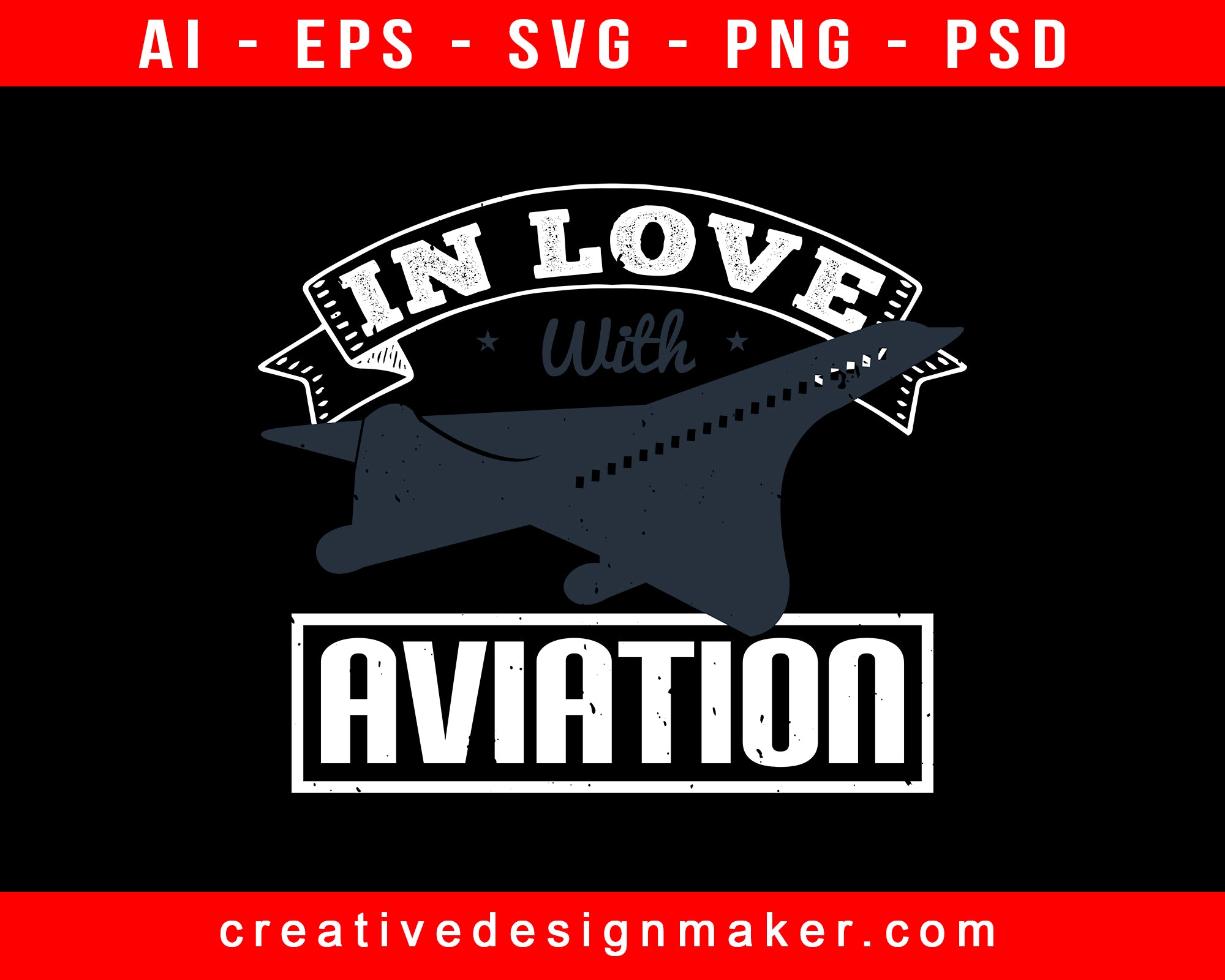 In Love With Aviation Print Ready Editable T-Shirt SVG Design!