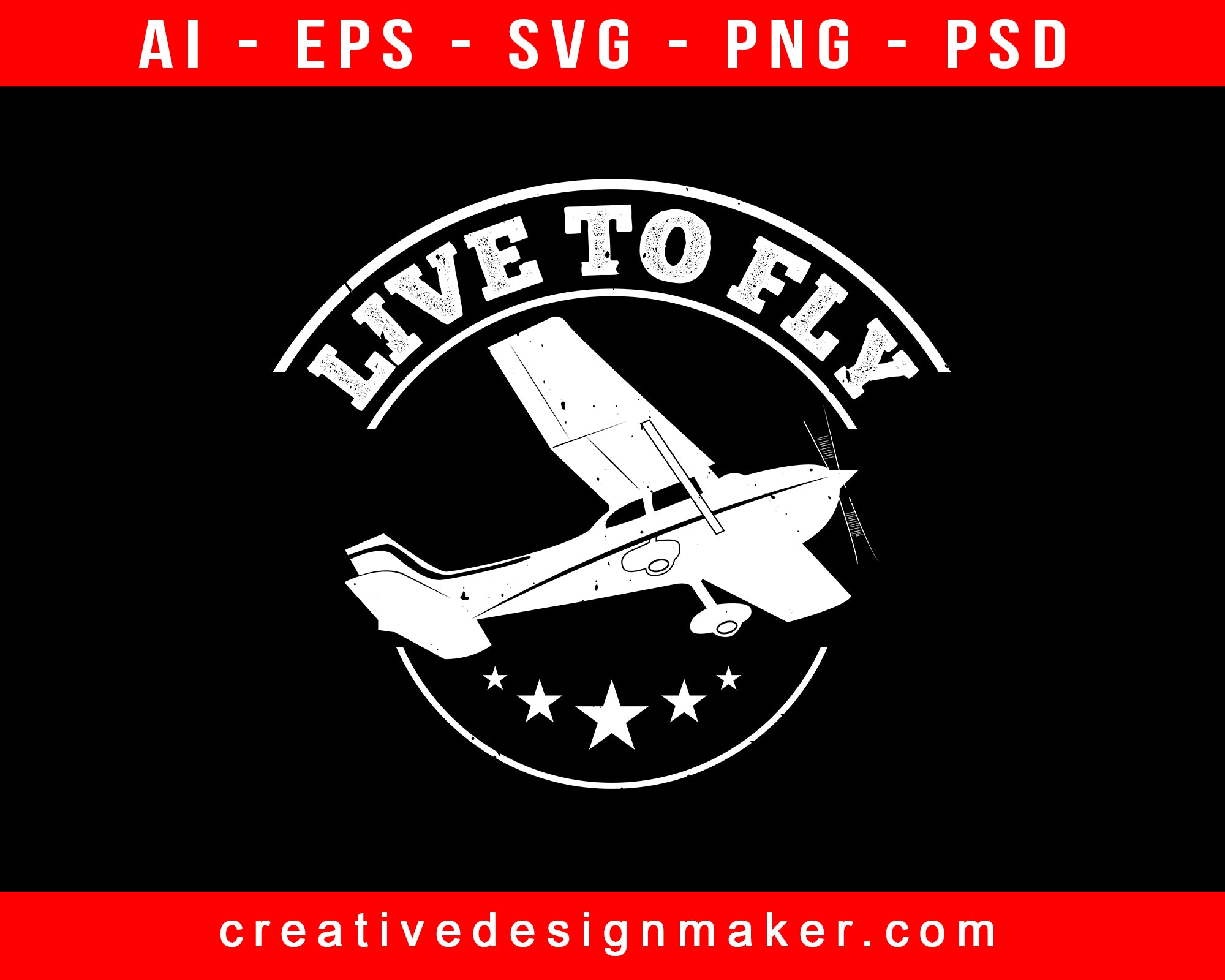 Live To Fly Aviation Print Ready Editable T-Shirt SVG Design!