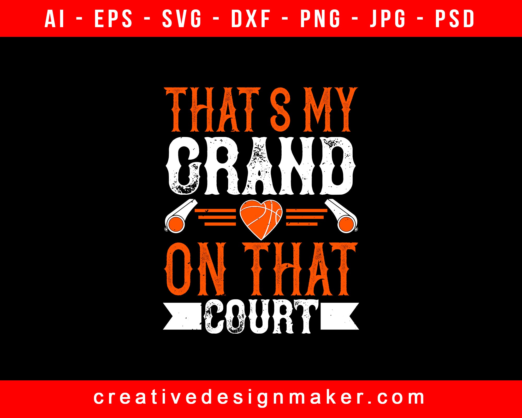 That's My Grand Son On That Court Basketball Print Ready Editable T-Shirt SVG Design!