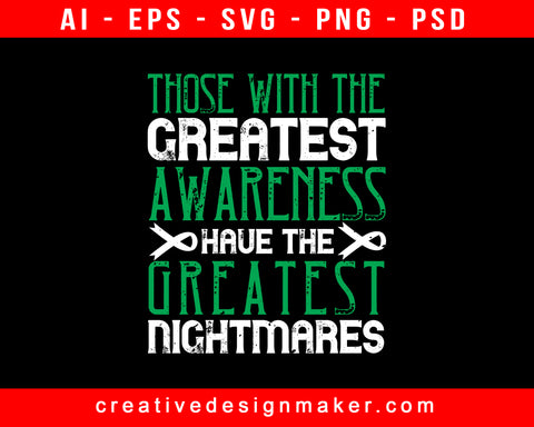 Those With The Greatest Awareness Have The Greatest Nightmares Awareness Print Ready Editable T-Shirt SVG Design!