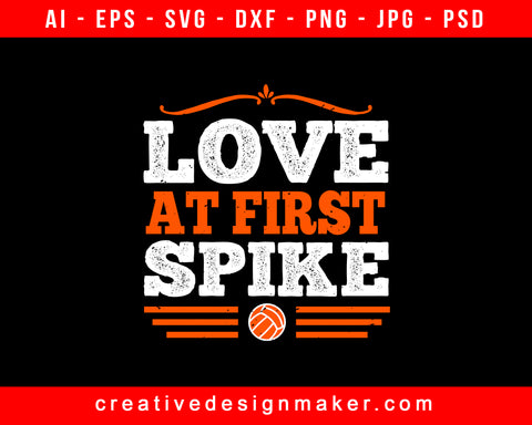 Love At First Spike Basketball Print Ready Editable T-Shirt SVG Design!