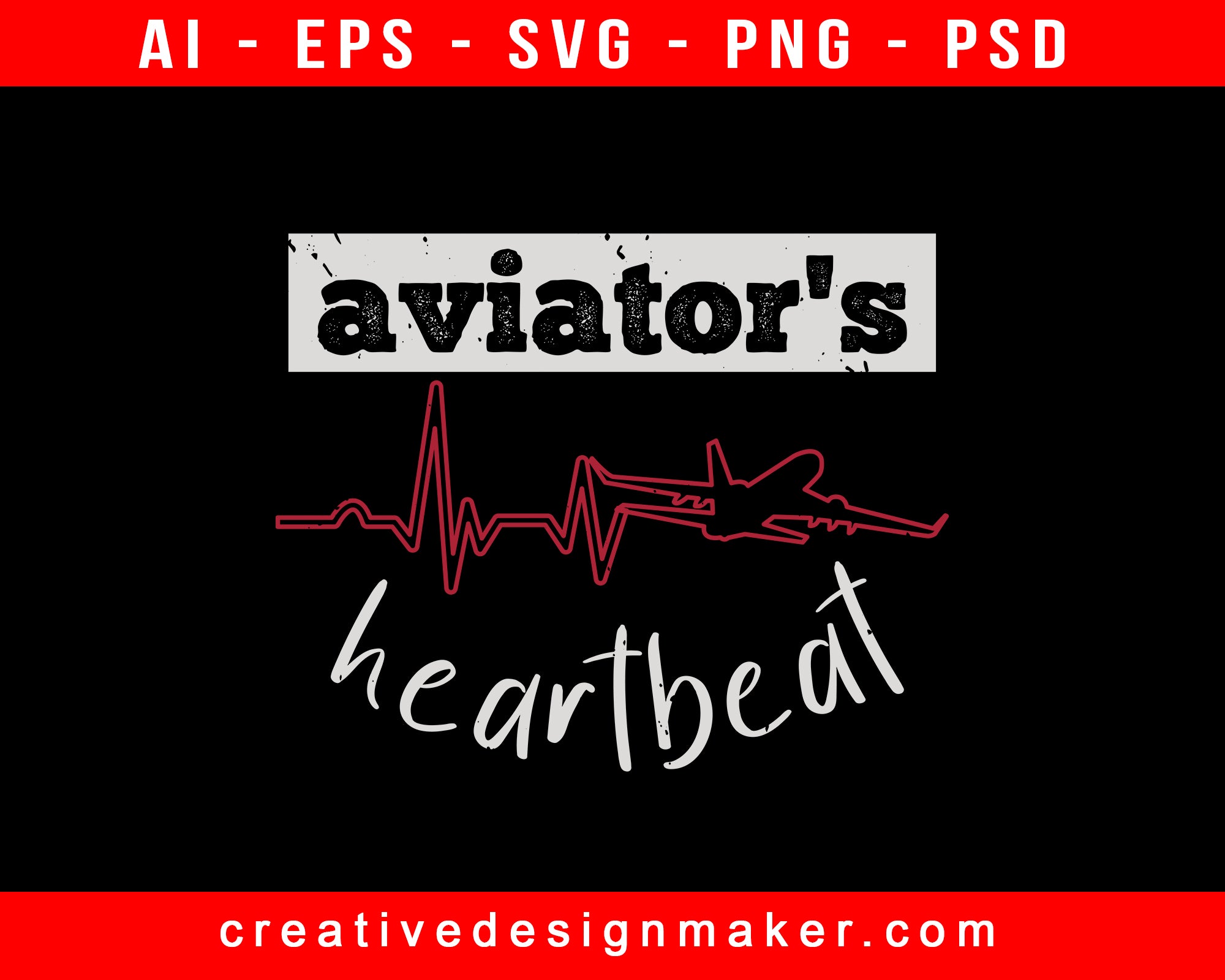 Aviators Heartbeat Aviation Print Ready Editable T-Shirt SVG Design!