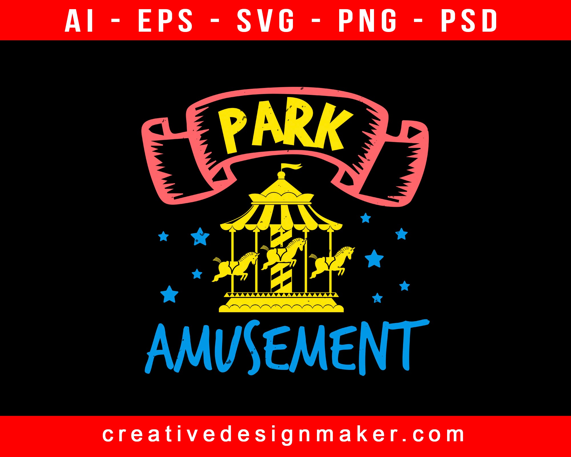 Park Amusement Print Ready Editable T-Shirt SVG Design!