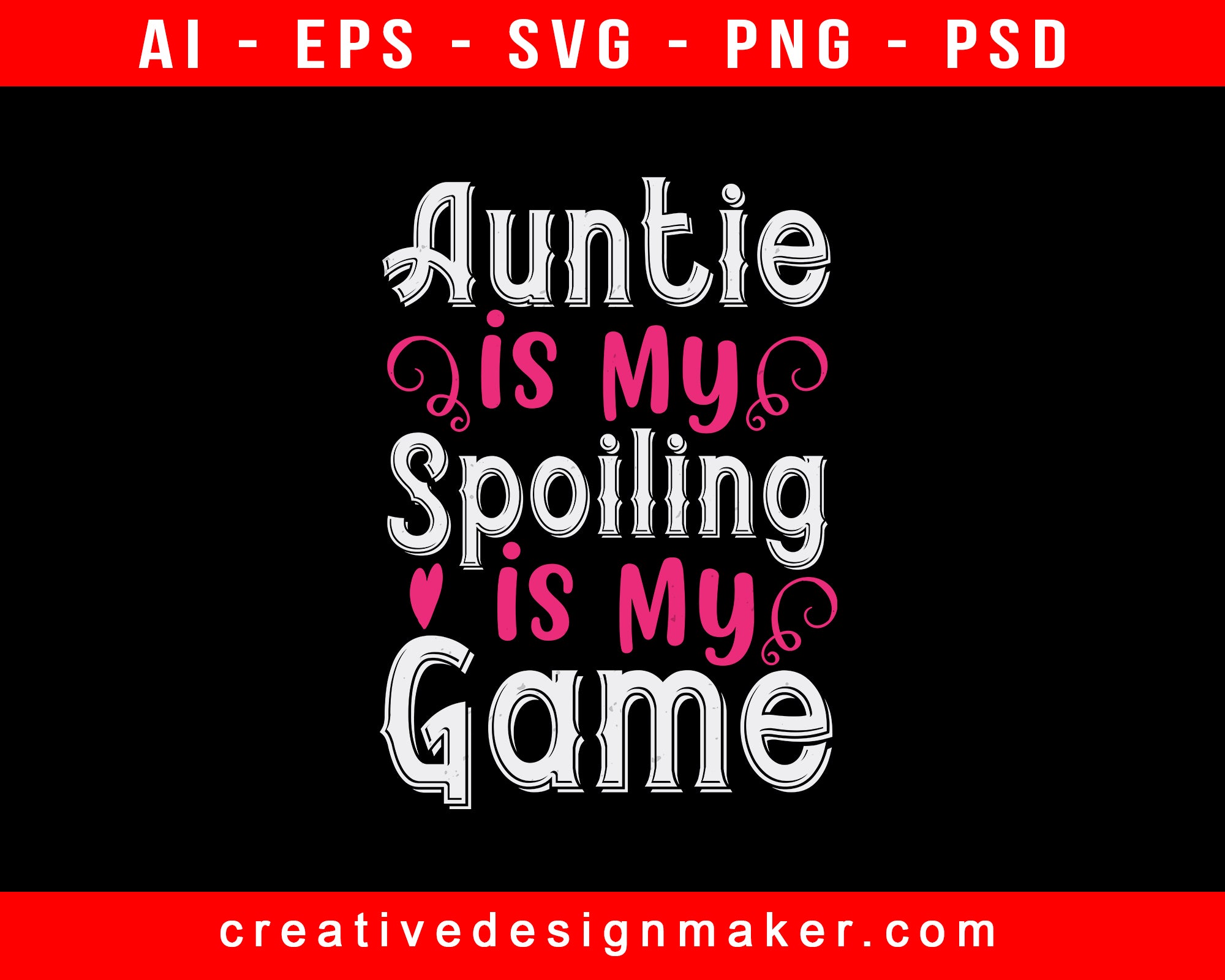 Auntie Is My Name Spoiling Is My Game Print Ready Editable T-Shirt SVG Design!