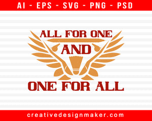 All For One And One For All Badminton Print Ready Editable T-Shirt SVG Design!